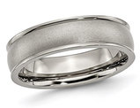 Ladies or Men's Titanium Ridged Edge 6mm Satin Wedding Band Ring